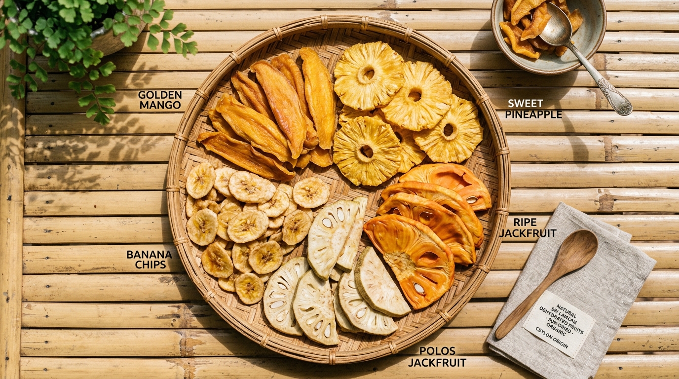 ස්වභාවික වියළි පළතුරු (Solar-Dried Fruits) — සීනි රහිත ක්ෂණික ශක්තිය